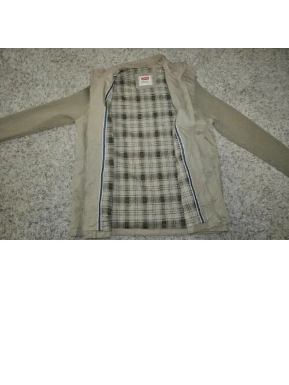 Mens Levis Jacket Beige Medium California Mock Layer Sweater Sleeve Zip Front